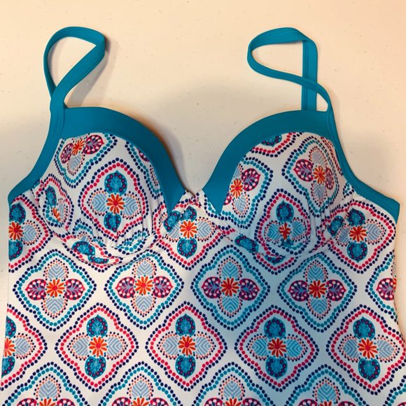 Boden Milos Tankini Top Women's Size 34A 34 A NEW Holiday Tile Ivory Underwire - Picture 4 of 9